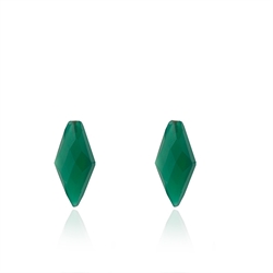 Anborede Grøn Onyx, Spidse/ flad, facet, 15*8mm, par